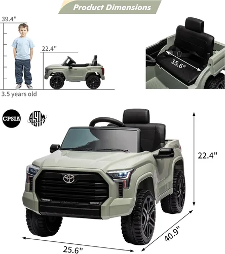 Miniatura 3 de Camión de Juguete, Toyota Tundra con Licencia de 12V Camión de Juguete con Control Remoto, Auto Eléctrico a Batería con Ruedas Resistentes al