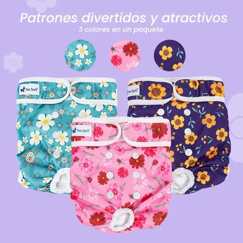 Miniatura 5 de Pet Soft Pañales lavables para mujer (paquete de 3) – Pañales para perras, cómodos pañales reutilizables para perritas para perras en periodo