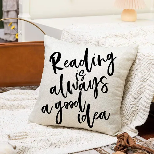 Miniatura 4 de Ogiselestyle Reading is Always A Good Idea - Funda de almohada motivacional, decoración de granja, funda de cojín para amantes de los libros, sofá
