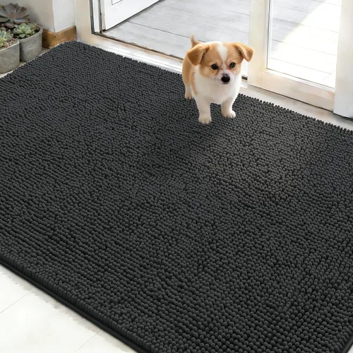Olanly Tapete para puerta de perro y patas fangosas, absorbe la humedad y la suciedad, antideslizante, lavable, de felpilla de secado rápido, para