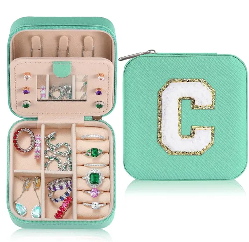 Parima Joyero de viaje para niñas, joyero azul Estuche de joyería imprescindible de viaje para niñas, joyero pequeño de viaje Regalos de