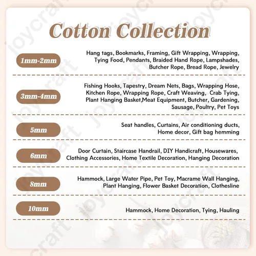 Miniatura 5 de joycraft Cordón de macramé, cuerda de algodón blanco hueso, 0.315 in x 21 yardas, cuerda de algodón trenzado de 3 hebras para colgar plantas