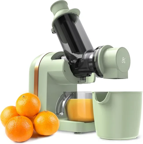 Greater Goods Exprimidor de prensa fría, potente extractor de jugo por masticación lenta con motor silencioso para frutas y verduras, alto Verde