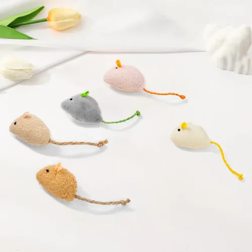 Miniatura 3 de Shudyear Juguetes para gatos, 5 juguetes de ratón, juguetes interactivos de animales de hierba gatera para gatitos de interior para eliminar