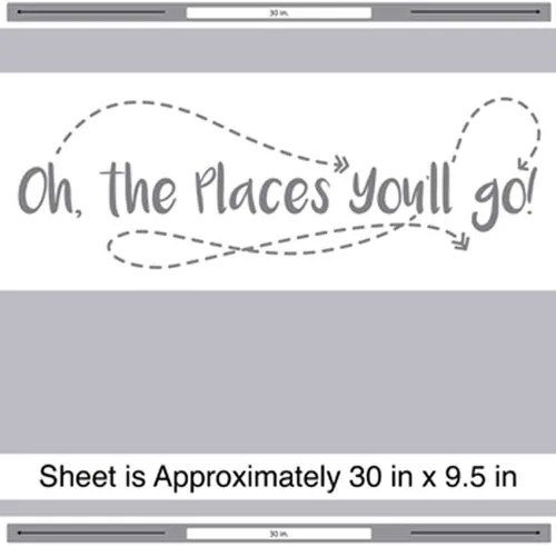 Miniatura 2 de Calcomanía de pared con frase en inglés "Oh The Places You'll Go", con cita del Dr. Suess (gris)