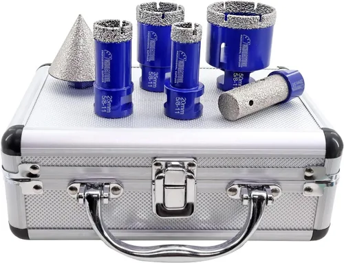 Miniatura 9 de SHDIATOOL Juego de brocas de diamante para porcelana, sierra de agujero de vástago triangular para azulejo, mármol, cerámica, granito 11 piezas