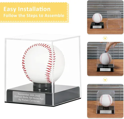 Miniatura 4 de Estuche de exhibición de béisbol, estuche de soporte de béisbol con grabado, recuerda tu béisbol especial, caja de almacenamiento de béisbol Estilo C