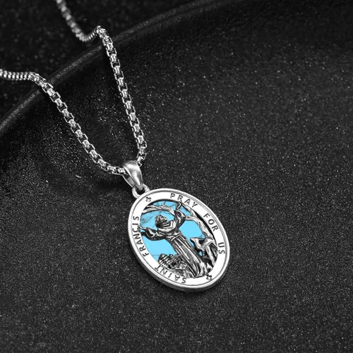 Miniatura 22 de Collar de plata de ley 925 con medalla de San Patrón, colgante de protección católica, amuleto, joyería religiosa para hombres y mujeres