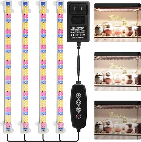 Miniatura 7 de Mosthink Tiras de luz LED para cultivo de plantas de espectro completo para plantas de interior con temporizador de encendido y apagado automático