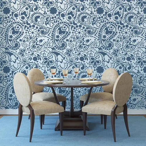 Miniatura 3 de NAKLEO Plantilla de pintura de pared de tamaño grande, 23.2 x 37.4 pulgadas, estampado floral de cachemira turca oriental, plantilla de plástico