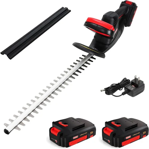 MZK Cortasetos inalámbrico de 22 pulgadas, recortadora de arbustos de 20 V, cortador de setos de mano, recortadora de arbustos de césped,