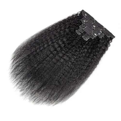 Miniatura 5 de Extensiones de cabello humano real con clip, de 14 pulgadas, color negro natural, doble trama, 10 unidades, 4.23 oz