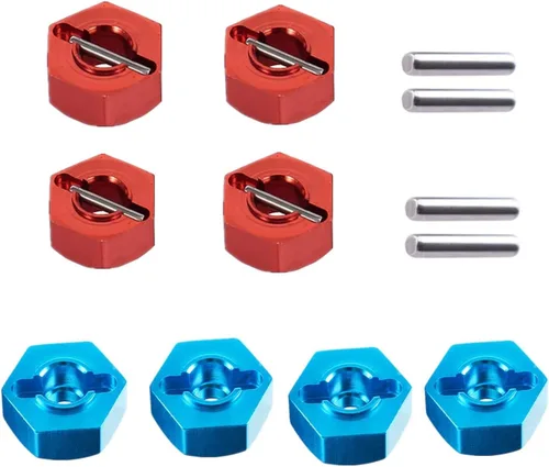 Juego de 8 unidades de aluminio de 0.472 in de rueda hexagonal, adaptador de 0.197 in de grosor con pines de 0.079 x 0.394 in para Redcat Axial HSP