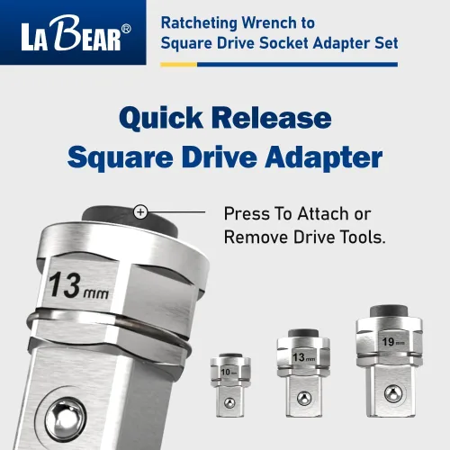 Miniatura 2 de LABEAR - adaptadores de llave de tubo, Juego de Adaptadores de Llave de Trinquete a Accionamiento Cuadrado