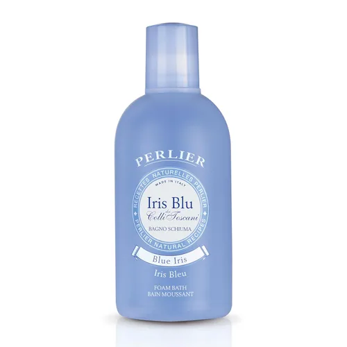 Perlier Blue Iris - Baño de espuma natural y calmante para mujeres y hombres, fórmula rica en espuma que proporciona hidratación profunda e