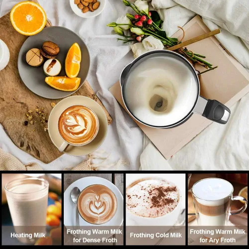 Miniatura 5 de Espumador de leche, espumador automático de leche con funcionalidad fría y caliente, vaporizador de leche eléctrico y calentador para latte