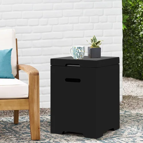 Miniatura 4 de ECOTOUGE Mesa de cubierta de tanque de propano, 15.5 pulgadas para mesa de fuego, mesa oculta cilíndrica para exteriores para fogata de gas