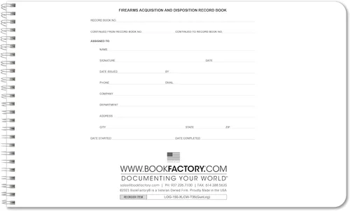 Miniatura 41 de BookFactory Libro de registro del fabricante e importador de armas de fuego/Libro de registro de adquisición y disposición/Libro de registro