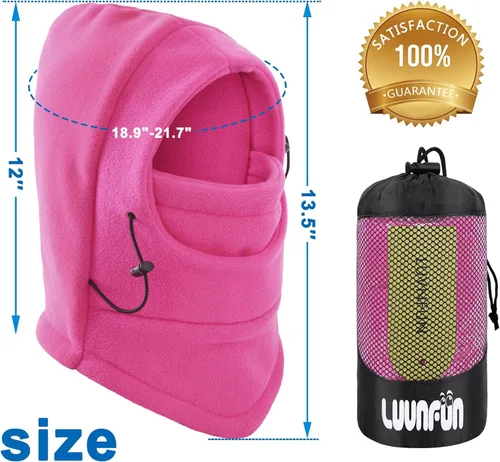 Miniatura 6 de LUVNFUN Pasamontañas de esquí de doble capa de forro polar para niños y niñas