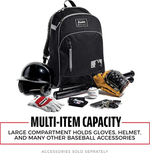 Miniatura 3 de Franklin Sports Bolsa Batpack de Béisbol MLB para Niños - Mochila de Béisbol Juvenil, Softbol + Teeball - Bolsa de Equipo Deportivo para Niños +
