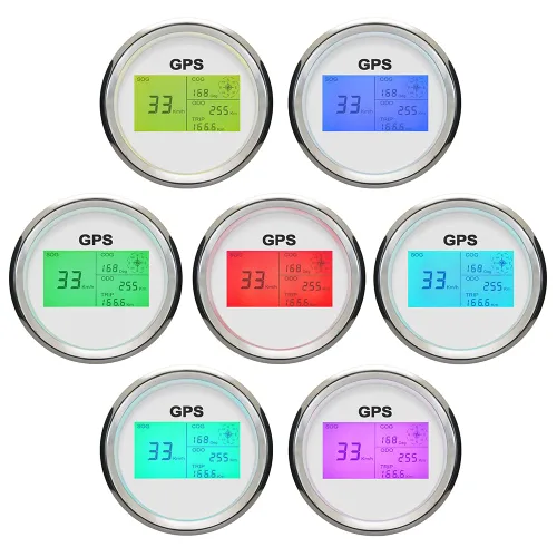 Miniatura 8 de ELING Velocímetro y odómetro digital universal con GPS, 7 luces de fondo, 3 3/8 pulgadas (85 mm) para auto o vehículo marino Negro+Negro