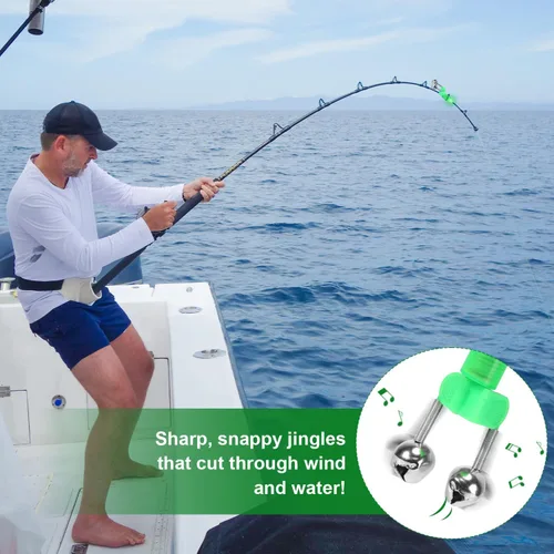 Miniatura 4 de 25 campanas de caña de pescar con luces de punta, alarmas de mordedura de pesca dobles para cañas de pesca, luces LED brillantes para pesca