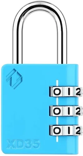 XD35 - Candado de combinación de 3 dígitos para escuela, gimnasio, casillero deportivo, cerca, caja de herramientas, maleta, al aire libre, Azul