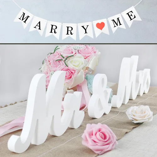 Miniatura 7 de Mr and Mrs Signs - Decoración de mesa de boda, letras independientes de madera para accesorios de fotos, decoración rústica, regalo de fiesta