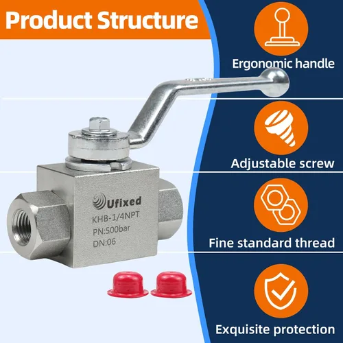 Miniatura 4 de 1/4" válvula de bola hidráulica de alta presión - 7250 Psi, 1/4" NPT DN10 válvula de bola con la manija