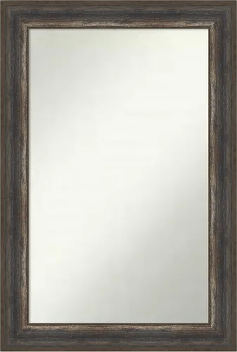 Miniatura 398 de Amanti Art Espejo de baño marrón para sobre el fregadero, 25 x 25 pulgadas, hecho a medida, espejo de tocador cuadrado marrón medio, marco de madera