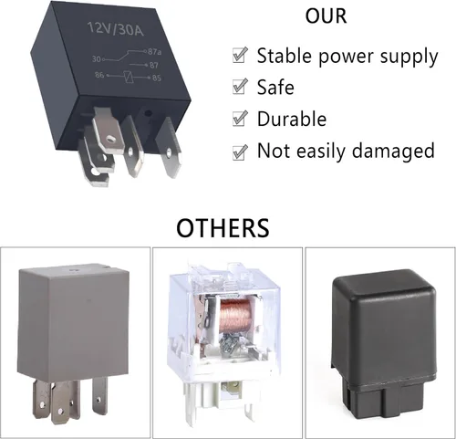 Miniatura 3 de 4 piezas de relé de bomba de combustible multiuso de 5 pines 30A 12V de servicio pesado - Relé automotriz universal con diseño impermeable para la 5