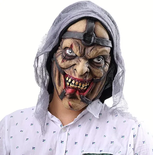 Miniatura 2 de GREUS Máscara de bruja de anciana, disfraz de Halloween, espeluznante y aterrador, accesorio de decoración de fiesta de cosplay Chulo de mago