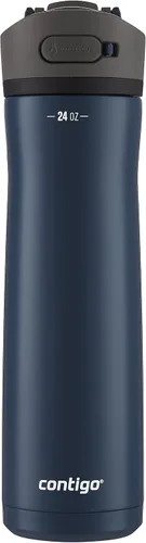 Contigo Ashland 2.0 - Botella de agua a prueba de fugas con bloqueo de tapa y popote inclinado, apta para lavavajillas, tapa intercambiable, 24 Azul