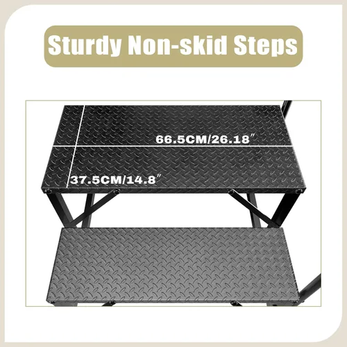 Miniatura 4 de Escalera de escalón, taburete con asa, escalera de piscina resistente sobre el suelo, 660 libras, escalones de cámper al aire libre, escaleras