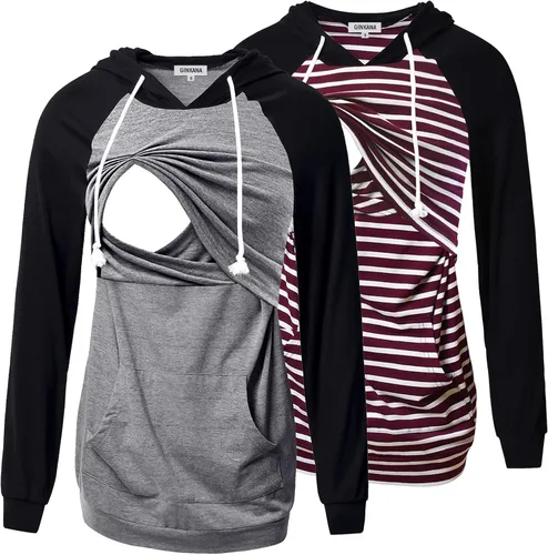 Miniatura 58 de GINKANA Sudadera con capucha para mujer, manga larga, lactancia materna, ropa casual