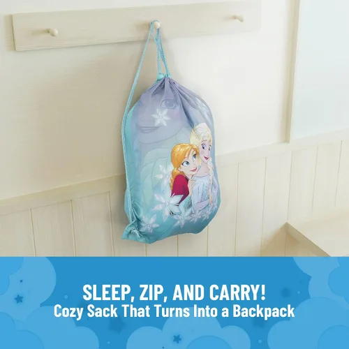 Miniatura 5 de Jay Franco Disney Frozen Sparkle Saco de Dormir - Saco de dormir/bolsa de dormir ligero para niños, acogedor y cálido, con Anna y Elsa