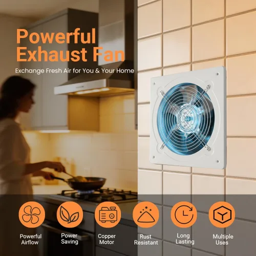 Miniatura 2 de Ventilador de escape de cocina de 8 pulgadas con controlador de velocidad variable, ventiladores de ventilación de montaje en pared de 735 CFM