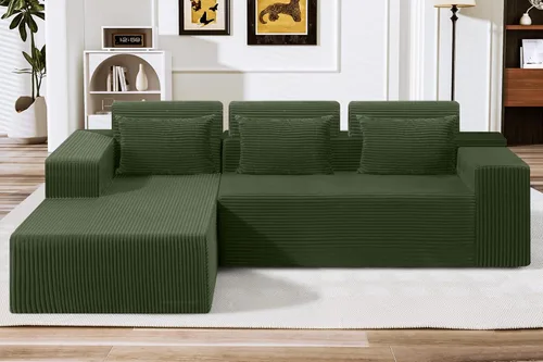Miniatura 22 de HABUTWAY Sofá modular modular de 101 pulgadas con asiento profundo, moderno sofá convertible en forma de L, sofá tapizado con diván para sala