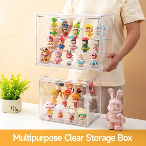 Miniatura 6 de Vitrinas de acrílico para coleccionables, cajas de estante transparentes de 3 niveles para figuras, vitrina para figuras de acción apilable y a