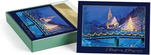 Miniatura 12 de Tarjetas navideñas religiosas de la Virgen y el Niño de Masterpiece / Juego de 16 tarjetas festivas cristianas en caja con acentos de lámina dorada
