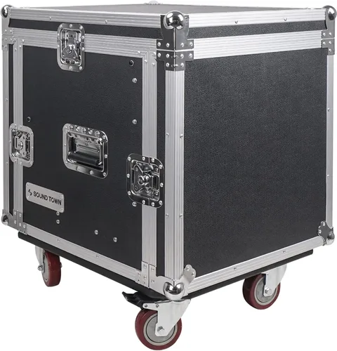 Miniatura 6 de Sound Town Rack/Estuche ATA de Carretera para Audio Profesional PA DJ de 10U con Cajón de 2U, Parte Superior de Mezclador Inclinado de 11U, Mesa