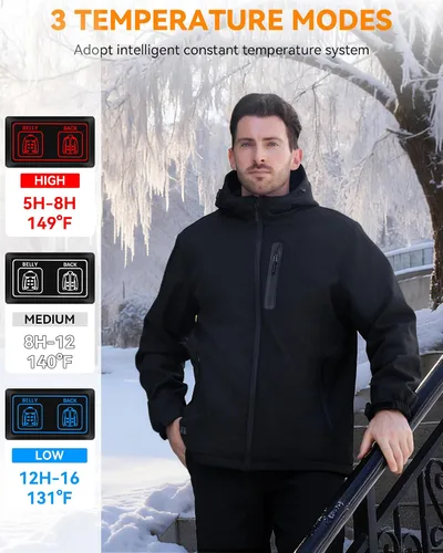 Miniatura 3 de ALI SEA Chaqueta térmica para hombre, chaqueta térmica eléctrica para hombre, abrigo térmico con 3 modos y 15 zonas de calor