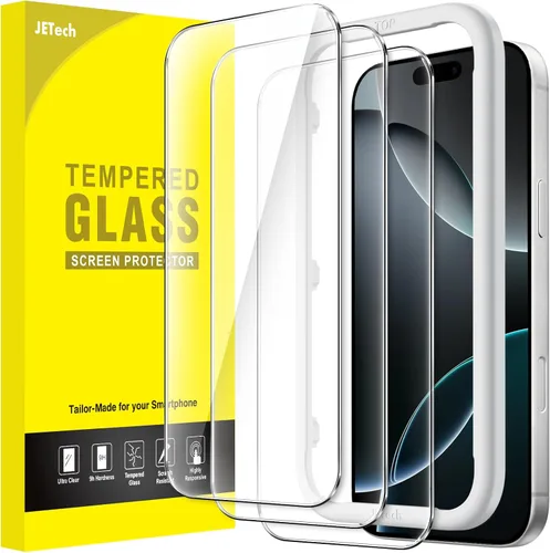 Miniatura 12 de JETech Protector de Pantalla para iPhone 17 Pro de 6.3 Pulgadas, Película de Vidrio Templado con Herramienta de Fácil Instalación, Dureza 9H