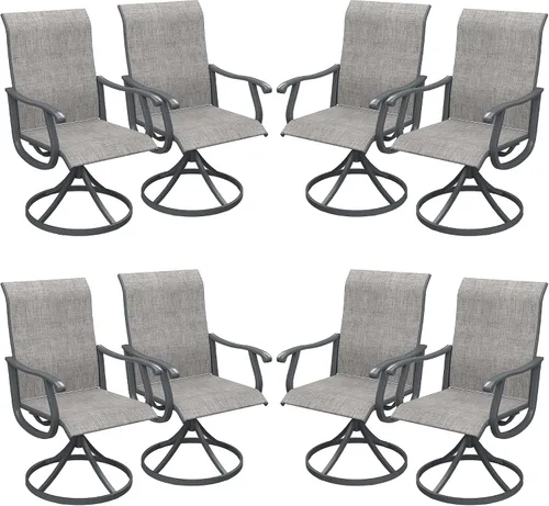 Miniatura 31 de VICLLAX Juego de 2 sillas de comedor giratorias para patio, sillas de exterior de tela de malla de textileno acolchada con reposabrazos para porche