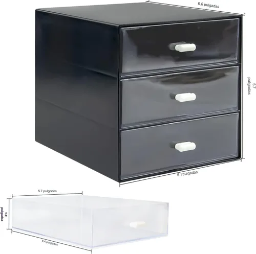 Miniatura 3 de Organizador de escritorio con cajón, caja de almacenamiento de escritorio, organizadores de suministros de papelería de oficina de plástico
