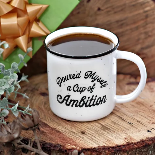 Miniatura 8 de MAINEVENT Taza de café de cerámica con texto en inglés «Pour Myself a Cup of Ambition» de 11 onzas, regalo para mujeres