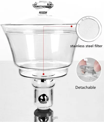Miniatura 6 de Lazy Kungfu Tetera de vidrio semiautomática tetera succión automática tetera de preparación de agua Oficina Flor Juego de té de vidrio