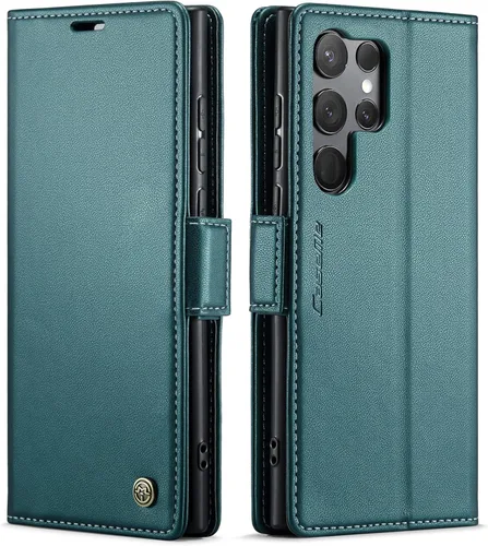 Miniatura 50 de QLTYPRI Funda tipo cartera para Samsung Galaxy S22 Ultra, funda magnética de piel sintética de alta calidad con bloqueo RFID, ranuras para tarjetas