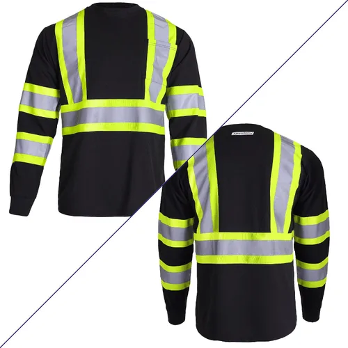 Miniatura 5 de JORESTECH Camisa de trabajo de seguridad negra de manga larga - Alta visibilidad dos tonos amarillo/lime - ANSI/ISEA