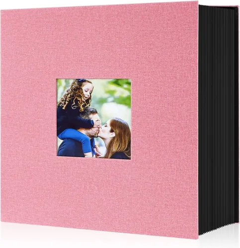 Miniatura 46 de Ywlake Álbum de fotos de 4 x 6 pulgadas, 50 bolsillos, paquete de 2 unidades, mini capacidad de lino de pequeña capacidad, cada paquete tiene